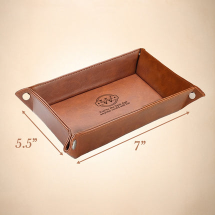 Personalized Engraved Leather Tray Custom Name For Men