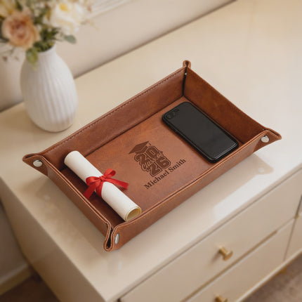 Personalized PU Leather Valet Tray Class of 2027