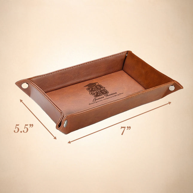Personalized PU Leather Valet Tray Class of 2026