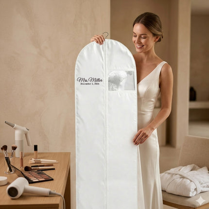 Personalized Garment bag for Wedding Dress - 72 Inch White