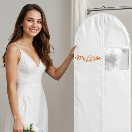 Personalized Garment bag for Wedding Dress - 72 Inch White