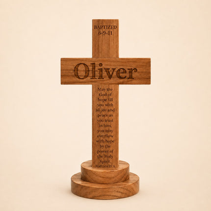 Personalized Baptism Cross wood sign with Engraved Name, Wooden Sign Baby Baptism Cross
