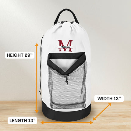 Split Monogram Embroidered Black Laundry Bag