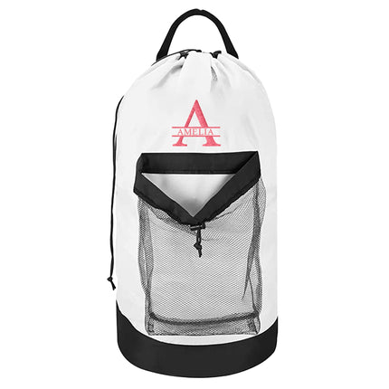 Split Monogram Embroidered Black Laundry Bag