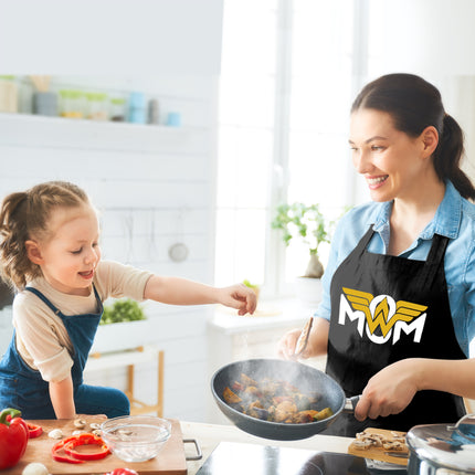 Custom Wonder Mom Kitchen Apron - Personalized Cooking Apron