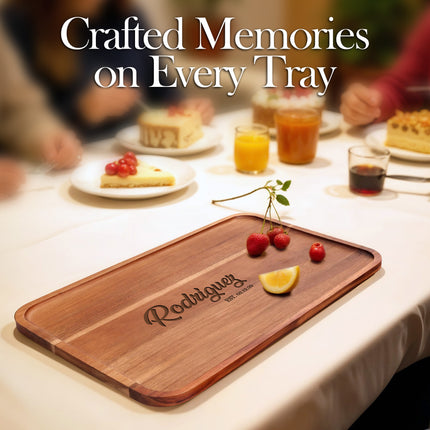 Personalized Acacia Wood Serving Tray with Engraved Name