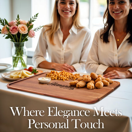 Personalized Acacia Wood Serving Tray with Engraved Name