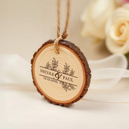Personalized Wood Slice Wedding Favor