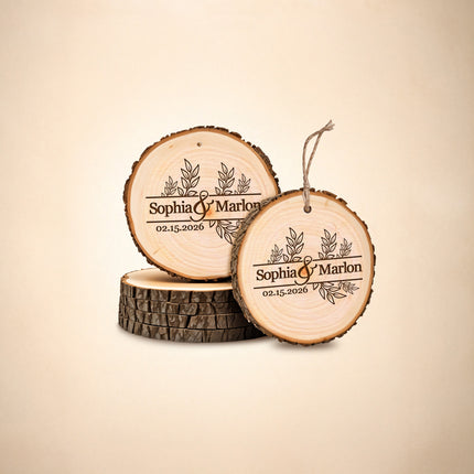 Personalized Wood Slice Wedding Favor