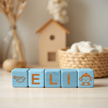 Custom Wooden Name Blocks - Personalized Baby Name Cubes