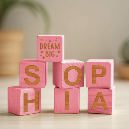 Custom Wooden Name Blocks - Personalized Baby Name Cubes