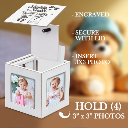Personalized Mini White Wood Photo Cube for New Mom