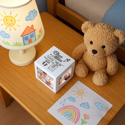 Personalized Mini White Wood Photo Cube for Mommy