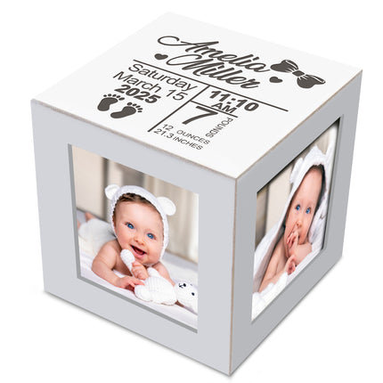 Personalized Mini White Wood Photo Cube for New Mom