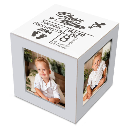 Personalized Mini White Wood Photo Cube for New Mom