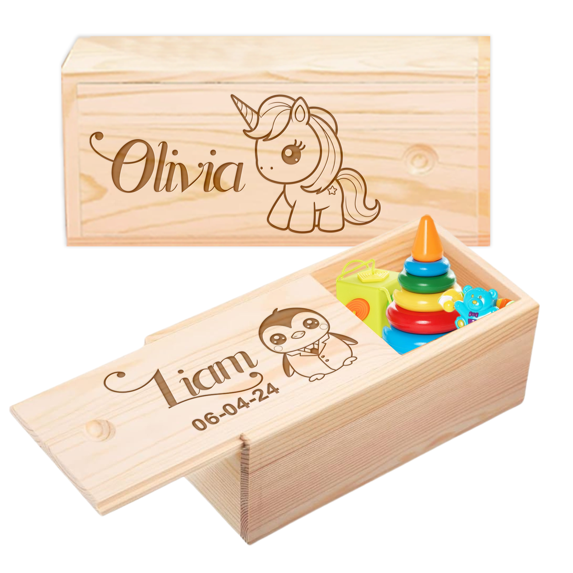 Personalized Baby Keepsake Box, Custom Engraved Wooden Box, Personalized Memory box for Kids, Toddlers Toys Custom Wood Box with Name, Personalized Baby Keepsake. Ideal Gift Box Personalized Wood Box