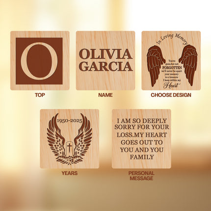 Engraved Memorial Wood Cube