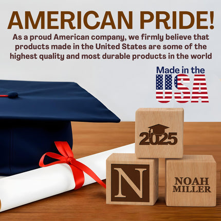 Engraved Wooden Cube for Graduation