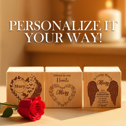 Engraved Memorial Wood Cube