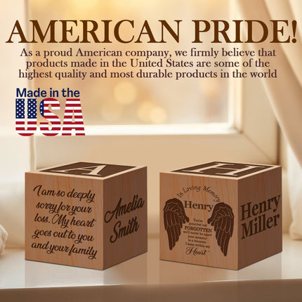 Engraved Memorial Wood Cube