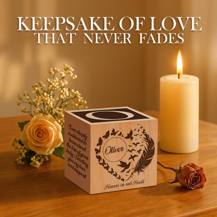 Engraved Memorial Wood Cube
