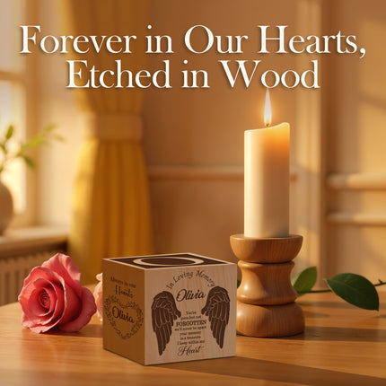 Engraved Memorial Wood Cube