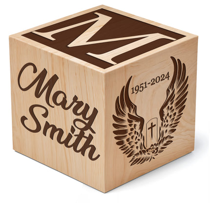 Engraved Memorial Wood Cube