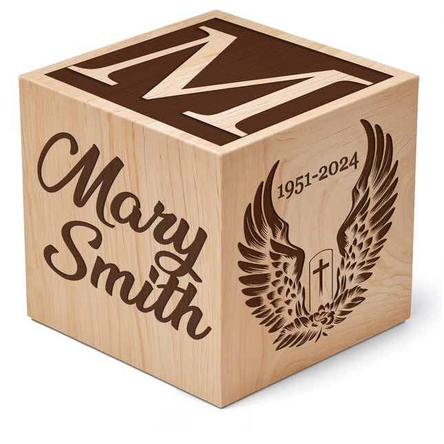 Engraved Memorial Wood Cube
