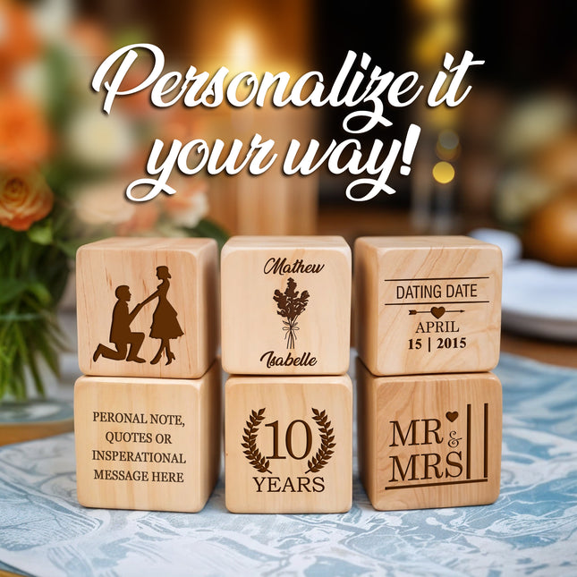 Anniversary Block, Engraved Wedding Day Wooden Block