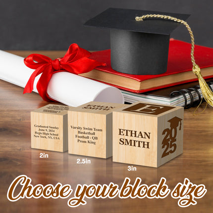 Engraved Wooden Cube for Graduation