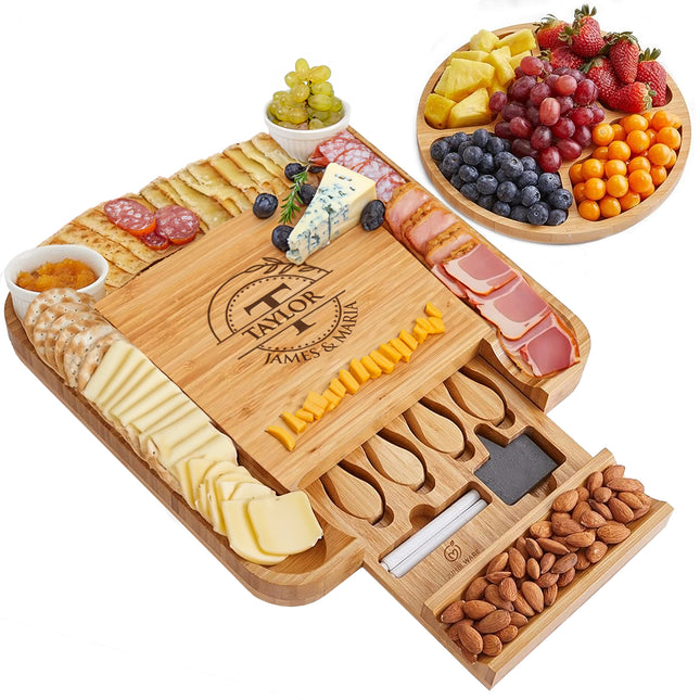 Charcuterie Cheese Board Engraved Name Expanded Set