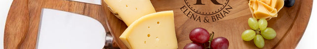 Engraved Round Cheese Board with Cheese Tool Set