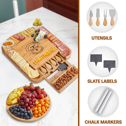 Charcuterie Cheese Board Engraved Name Expanded Set