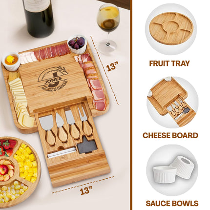 Charcuterie Cheese Board Engraved Name Expanded Set