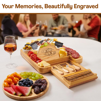 Charcuterie Cheese Board Engraved Name Expanded Set