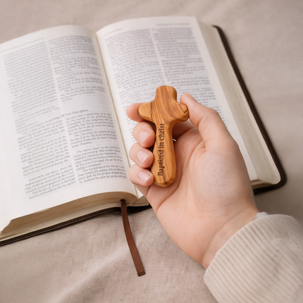 Personalized Olive Wood Cross with Engraved Name