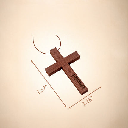 Personalized Wooden Cross Pendant with Custom Name