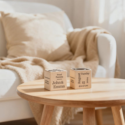Engraved Baby Wooden Blocks, Baby Announcement Box