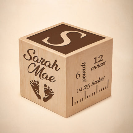 Engraved Baby Wooden Blocks, Baby Announcement Box