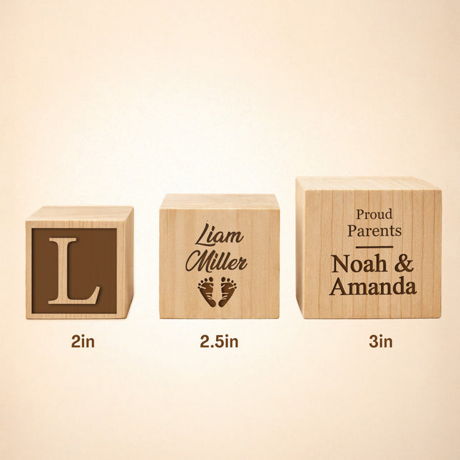 Engraved Baby Wooden Blocks, Baby Announcement Box