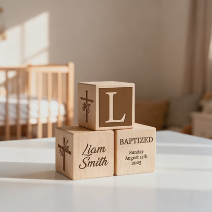 Personalized Baptism Wood Block – Baby Keepsake Gift