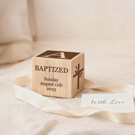 Personalized Baptism Wood Block – Baby Keepsake Gift