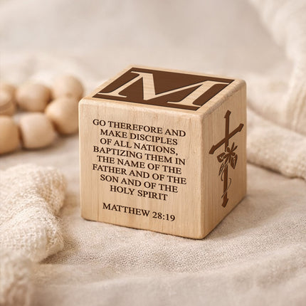 Personalized Baptism Wood Block – Baby Keepsake Gift