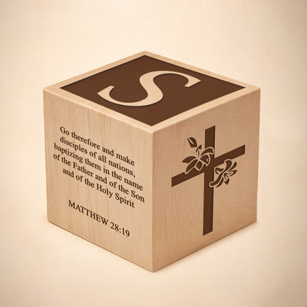 Personalized Baptism Wood Block – Baby Keepsake Gift