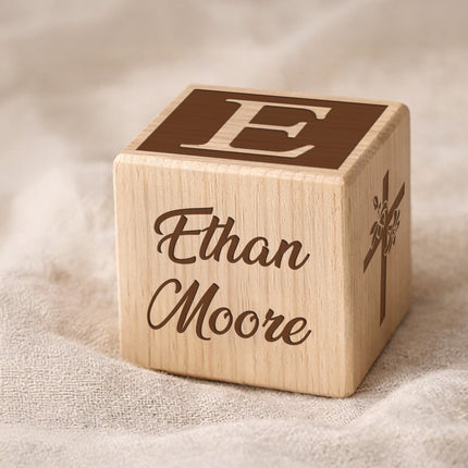 Personalized Baptism Wood Block – Baby Keepsake Gift