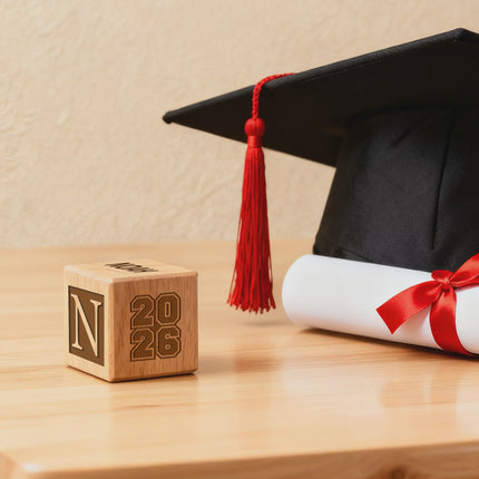 Engraved Wooden Cube for Graduation – Personalized Name & Date Keepsake