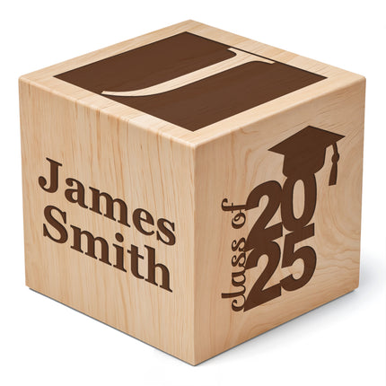 Engraved Wooden Cube for Graduation