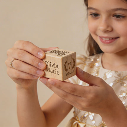 Personalized Name Wooden Blocks for Birthday, Baby Announcement Box