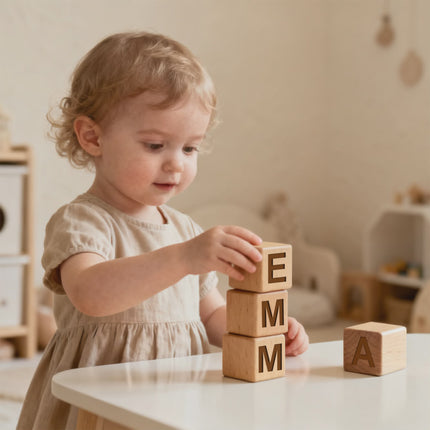 Custom Wooden Name Blocks - Personalized Baby Name Cubes