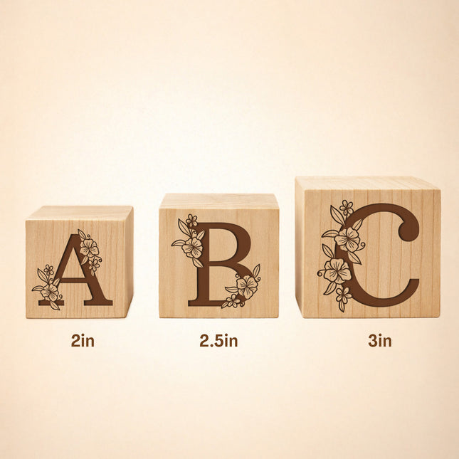 Engraved Nursery Flowers Name Sign, Custom Name Wood Blocks